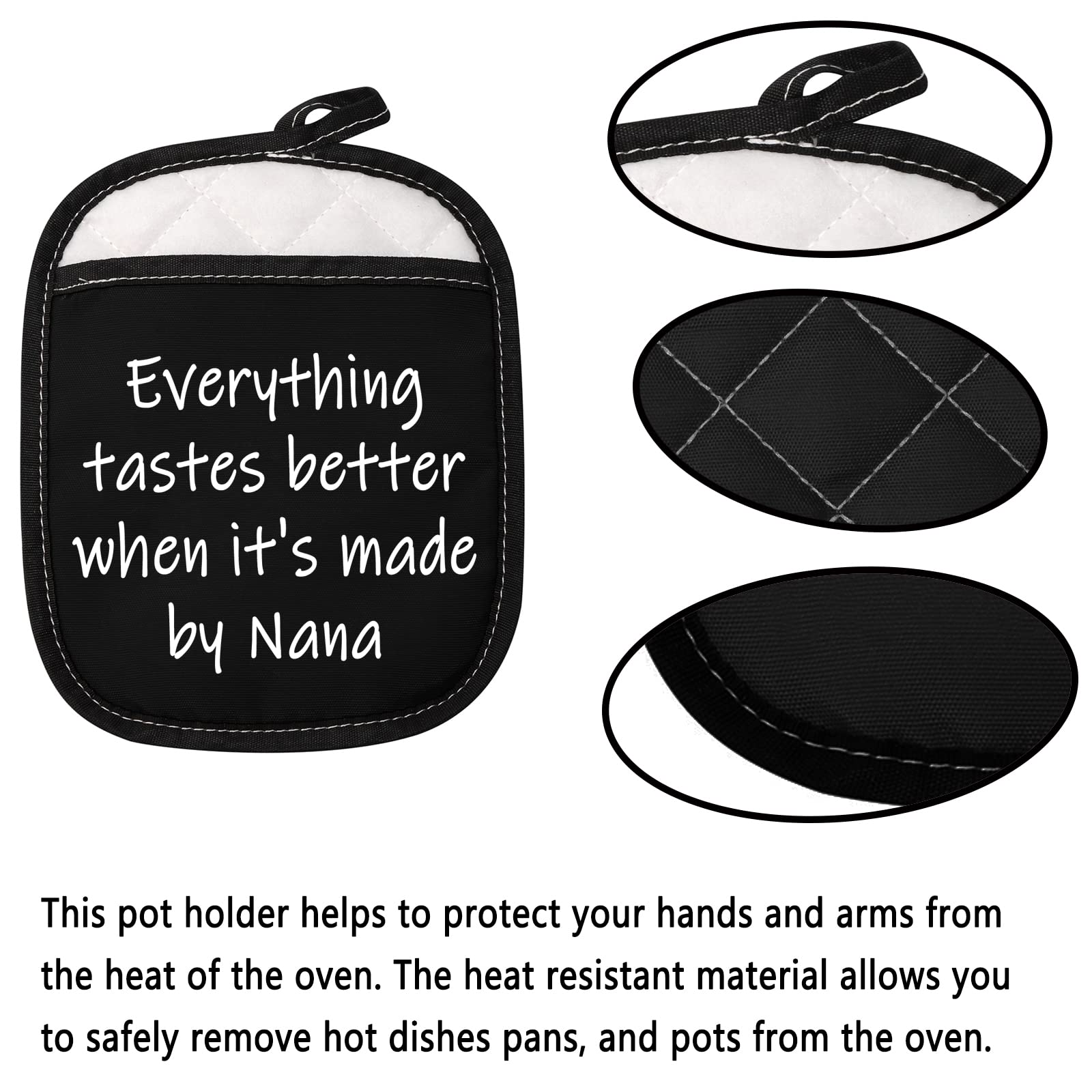 Everything Tastes Better When It's Made by Nana Pot Holder Grandma Pot Holder Gift for Nana (Made by Nana Red)