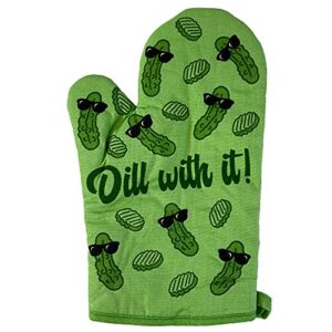 dill with it oven mitt funny cool pickle coking kitchen glove funny graphic kitchenwear funny food novelty cookware green oven mitt