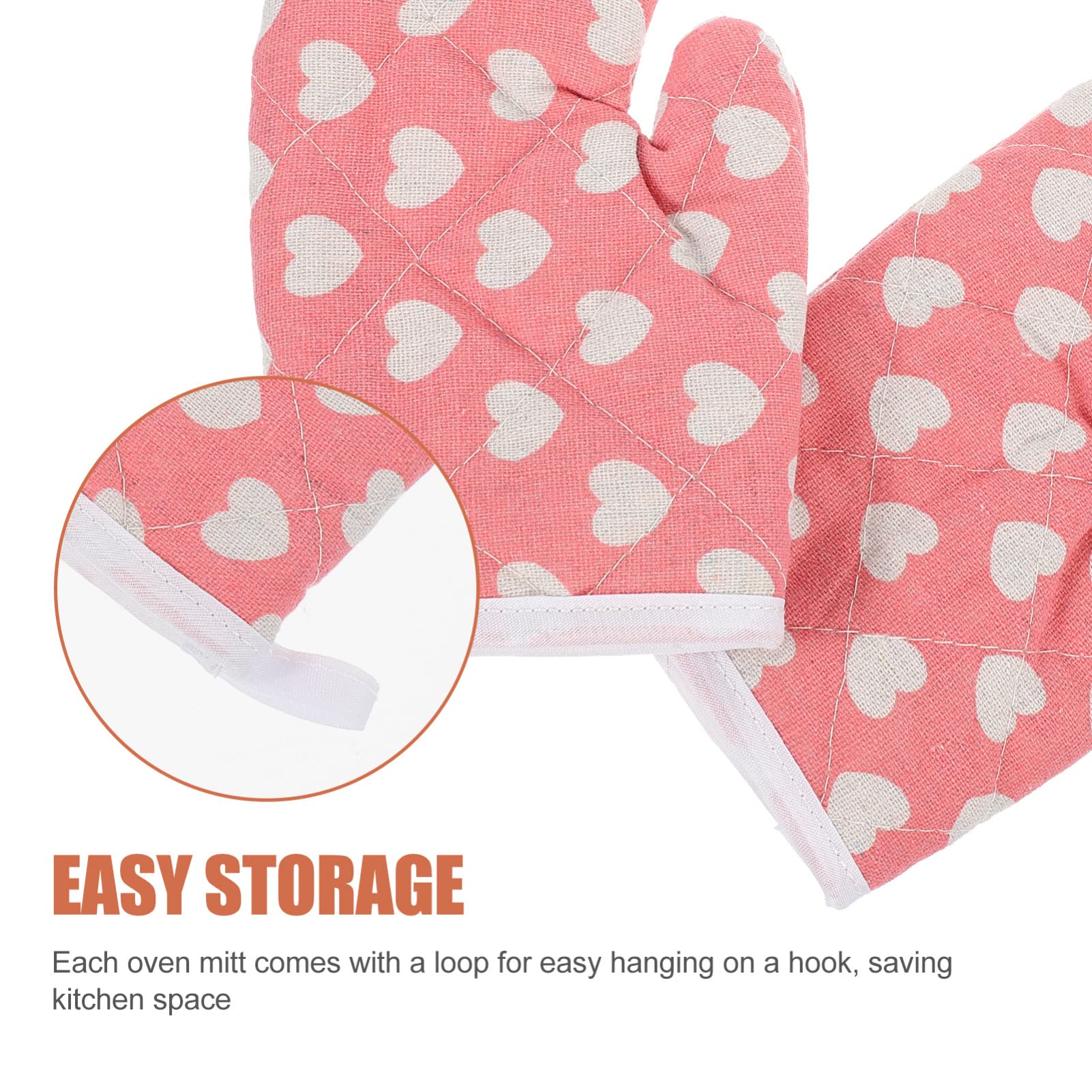 SOLUSTRE Oven Mitt Short Oven Mitts 2pcs Kids Oven Mitts Oven Gloves Kitchen Mitts Non Slip Baking Mitts for Kitchen Baking Fireplace Grill BBQ Heart Pattern Small Oven Mitts Oven Glove