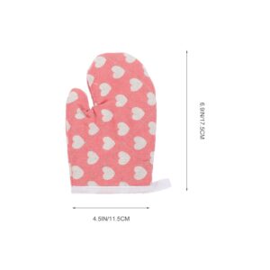 SOLUSTRE Oven Mitt Short Oven Mitts 2pcs Kids Oven Mitts Oven Gloves Kitchen Mitts Non Slip Baking Mitts for Kitchen Baking Fireplace Grill BBQ Heart Pattern Small Oven Mitts Oven Glove