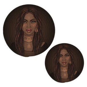 african american pretty girl pot holders for kitchen cotton round holder set of 2 heat resistant placemats round thread weave coaster for kitchen accesseries