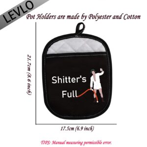 LEVLO Shitter's Full Oven Mitts Christmas Vacation Movie Baking Gift Funny RV Oven Mitts for Camper Happy Camping Baking Gift (Shitter's Full)