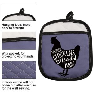 Funny Baking Oven Pads Pot Holder Wicked Chickens Lay Deviled Eggs Farmer Gift (Lay Deviled Egg)