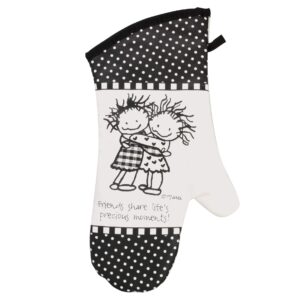 enesco children of the inner light friends precious moments pot holder oven mitt, 13 inch, black and white