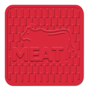 meat red silicone potholder trivet for carrying and placing pots and pans – heat resistant table and counter protectors - color coded kitchen tools by the kosher cook