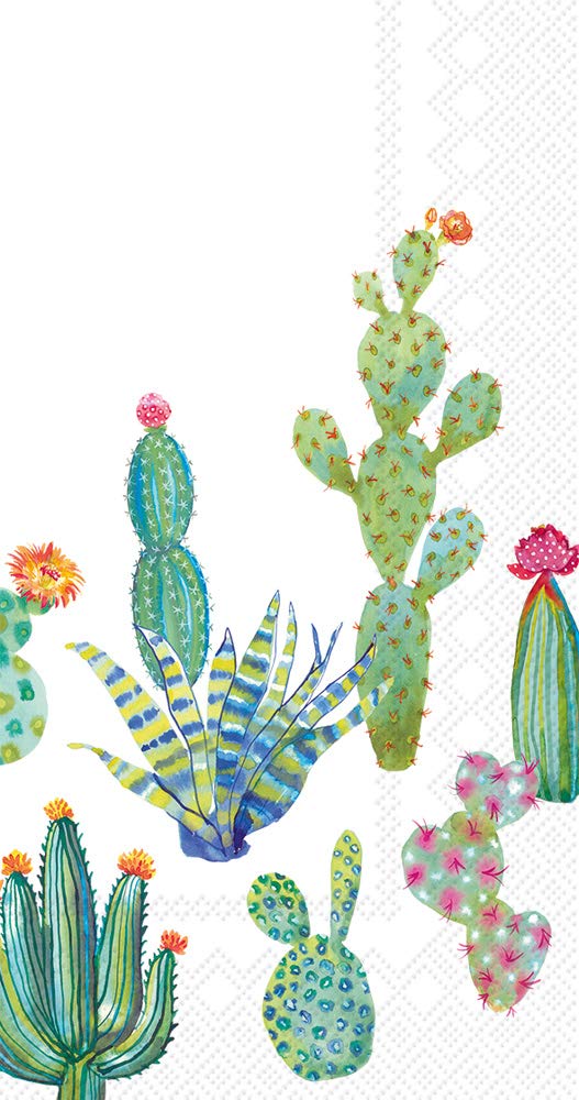 Boston International IHB 3-Ply Paper Napkins, 20-Count Guest Size, My Little Green Cactus