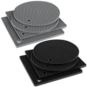 joyhalo 8 pack grey and black trivets for hot dishes - hot pads for kitchen, silicone pot holders for hot pots and pans