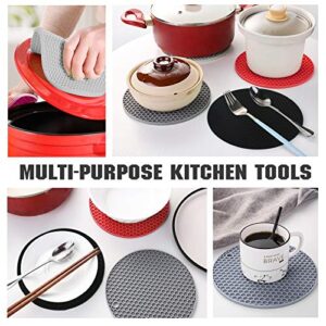 Joyhalo 8 Pack Grey and Black Trivets for Hot Dishes - Hot Pads for Kitchen, Silicone Pot Holders for Hot Pots and Pans