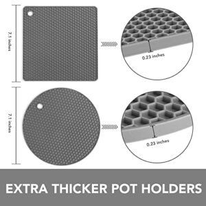 Joyhalo 8 Pack Grey and Black Trivets for Hot Dishes - Hot Pads for Kitchen, Silicone Pot Holders for Hot Pots and Pans