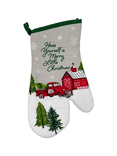 Christmas Pot Holders with Oven Mitt and Christmas Kitchen Towels Sets (Red Truck Design), Christmas Oven Mitts, Pot Holders and Oven Mitts Sets, Christmas Oven Mitts and Pot Holders