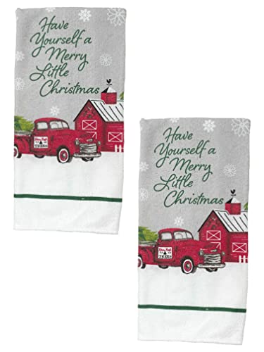 Christmas Pot Holders with Oven Mitt and Christmas Kitchen Towels Sets (Red Truck Design), Christmas Oven Mitts, Pot Holders and Oven Mitts Sets, Christmas Oven Mitts and Pot Holders