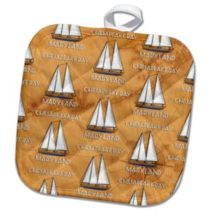 3drose nautical design of a sailboat sailing chesapeake bay maryland. - potholders (phl_352358_1)
