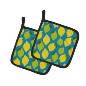 caroline's treasures bb5150pthd lemons and limes pair of pot holders kitchen heat resistant pot holders sets oven hot pads for cooking baking bbq, 7 1/2 x 7 1/2