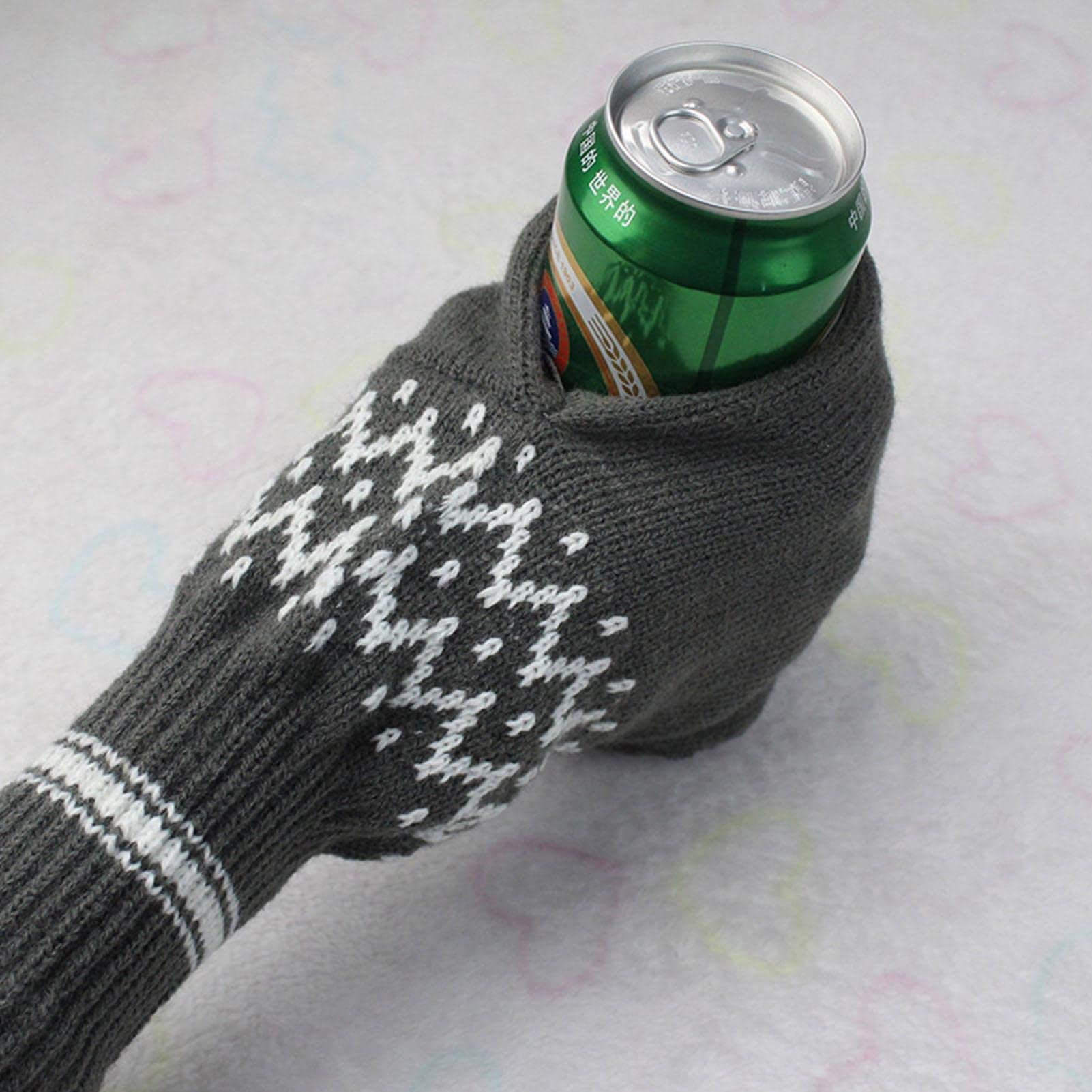 Beer Mitten Gloves - Beer Beverage Gloves Knit Stitched Drink Mitt Holder - Insulating Beer Glove to Keep Your Hand Warm in Winter New Year Party Favors (2Pcs)