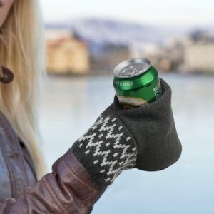 Beer Mitten Gloves - Beer Beverage Gloves Knit Stitched Drink Mitt Holder - Insulating Beer Glove to Keep Your Hand Warm in Winter New Year Party Favors (2Pcs)