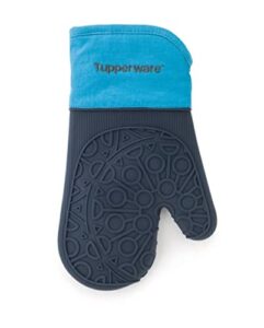 tupperware silicone oven glove mitt pot holder in blue