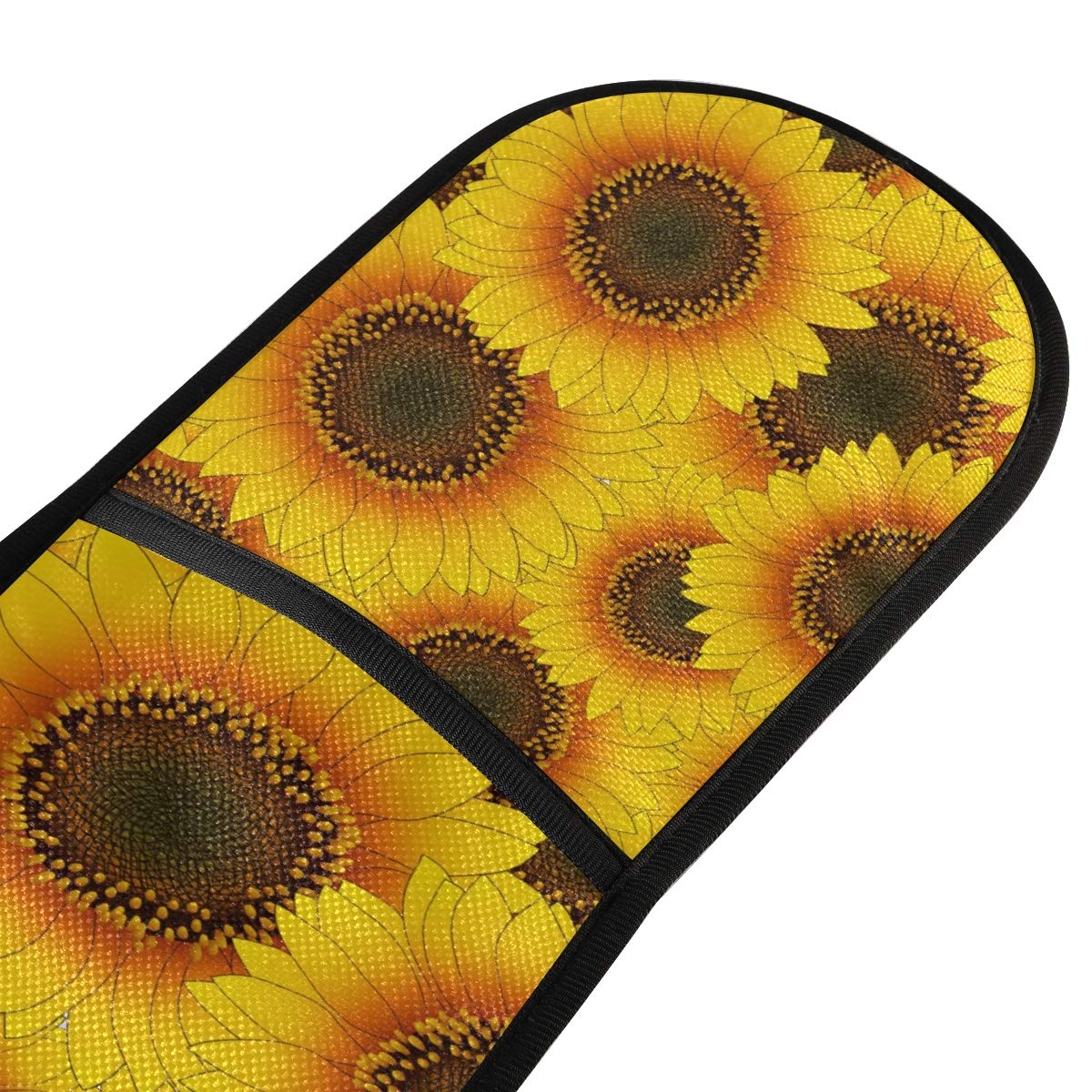 Quilted Double Oven Mitts - Yellow Sunflower Connected Oven Mitts Cooking Gloves Great for BBQ Grilling Baking