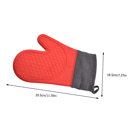 3 Pcs Silicone Oven Gloves Silicone Pot Holders Mittens Kids Silicone Mitts Baking Mittens Grill Mitt Barbecue Mitten Red Handle Oven Glove