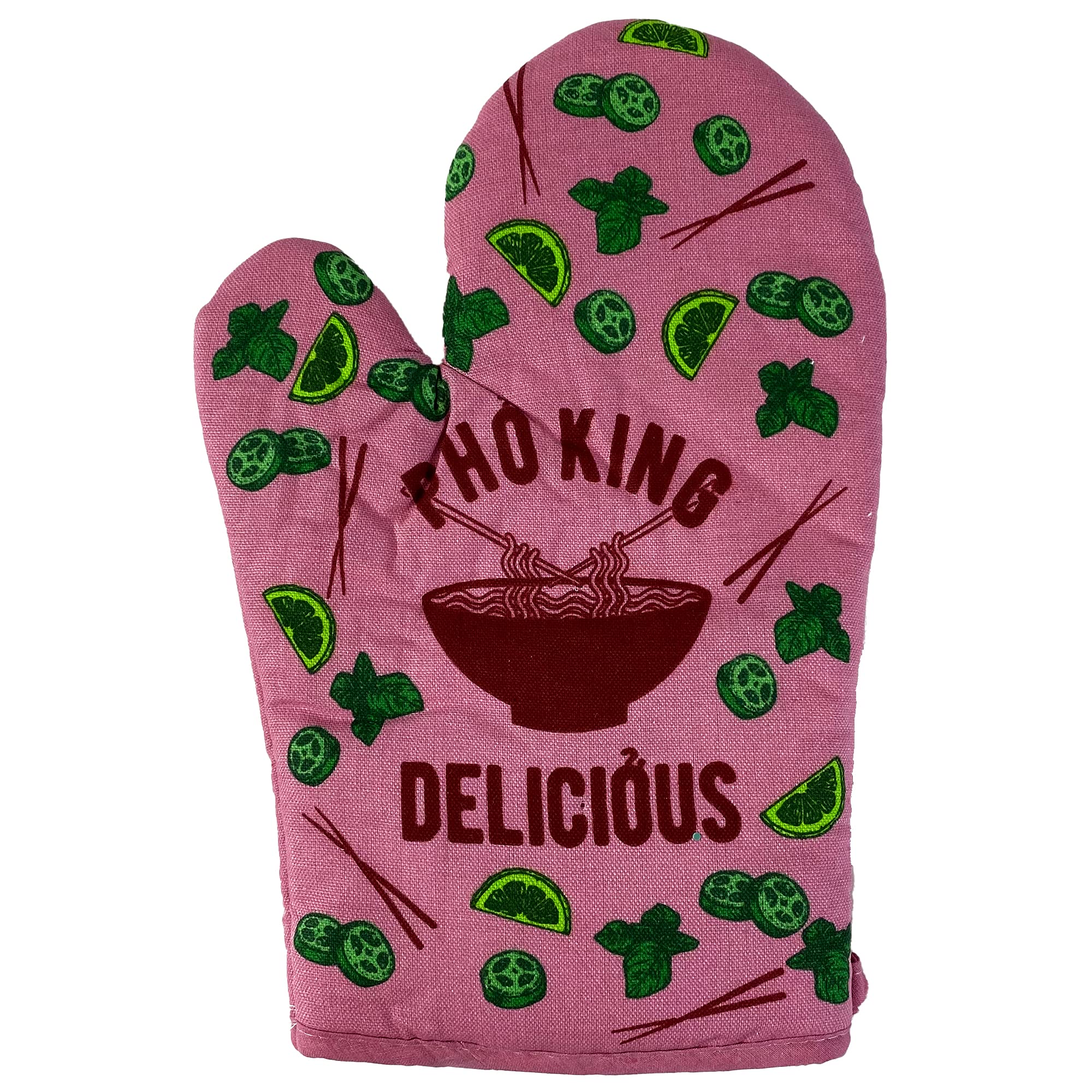 Pho King Delicious Oven Mitt Funny Vietnamese Soup F*cking Delicious Graphic Novelty Kitchen Glove Funny Graphic Kitchenwear Funny Food Novelty Cookware Pink Oven Mitt