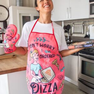 Don't Worry I Ordered Pizza Just in Case Funny Cooking Humor Graphic Novelty Kitchen Accessories Funny Graphic Kitchenwear Funny Food Novelty Cookware Red Oven Mitt