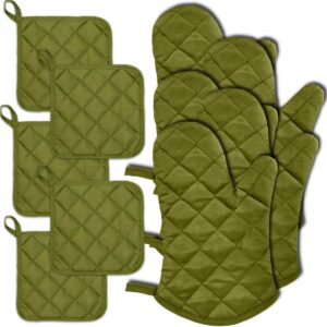 lobyn value pack pot holders and oven mitts sets, kitchen mitts and pot holders sets, kitchen mittens and pot holder set, potholder set, mittens kitchen sage design