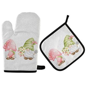 strawberry gnomes oven mitts pot holder set hello spring kitchen decor cooking stove gloves heat resistant hot pads recycled for bbq baking grilling