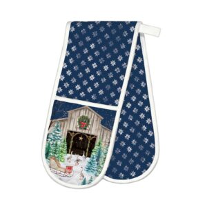 michel design works double oven glove, christmas snow