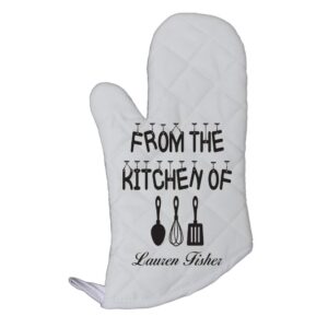 personalized custom text from the kitchen polyester oven mitt kitchen mittens