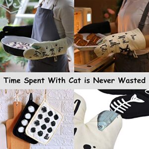 WAEKIYTL Oven Mitts and Pot Holders 4PCS Set Heat Resistant Gloves to Protect Hands Soft Cotton Lining Oven Gloves for Safe BBQ Cook Baking Grilling