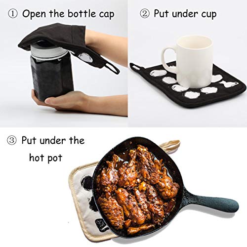 WAEKIYTL Oven Mitts and Pot Holders 4PCS Set Heat Resistant Gloves to Protect Hands Soft Cotton Lining Oven Gloves for Safe BBQ Cook Baking Grilling