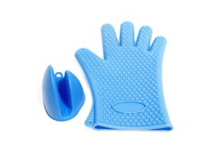 sailing. silicone gloves/mitts for bbq baking cooking, heat resistant barbecue oven cooking grilling mitts, pot holder (set of 2, blue)