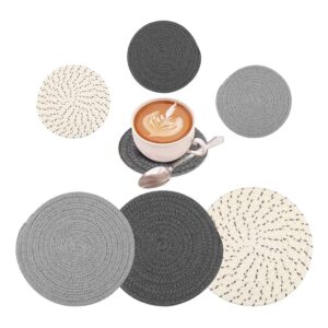 3pcs Pure Cotton Thread Weave Hot Pot Holders Set Coasters, Hot Pads, Hot Mats,Spoon Rest for Cooking and Baking