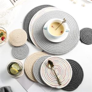 3pcs Pure Cotton Thread Weave Hot Pot Holders Set Coasters, Hot Pads, Hot Mats,Spoon Rest for Cooking and Baking