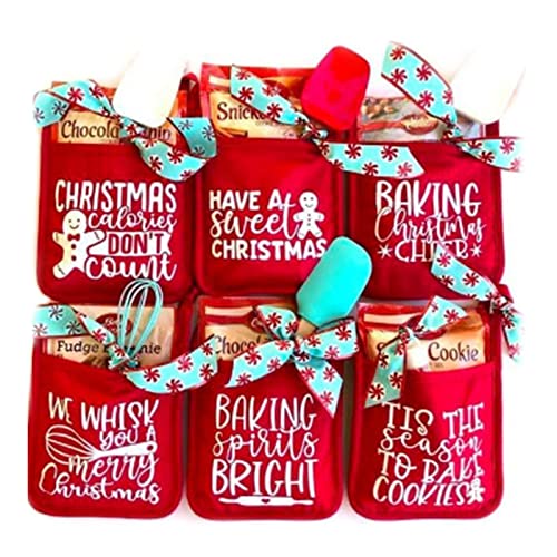 6PCS Christmas Pot Rack Baking Kit,Christmas Oven Mitts Ornament, Christmas Pot Holder Baking Kit,Kitchen Cooking Baking Gift for Friends Coworker Family