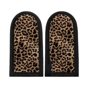 youngerbaby cool leopard print hot handle covers pot pan handle covers heat resistant skillet handle holder for kitchen, bbq baking cookware cast iron skillet handle covers 2 pcs