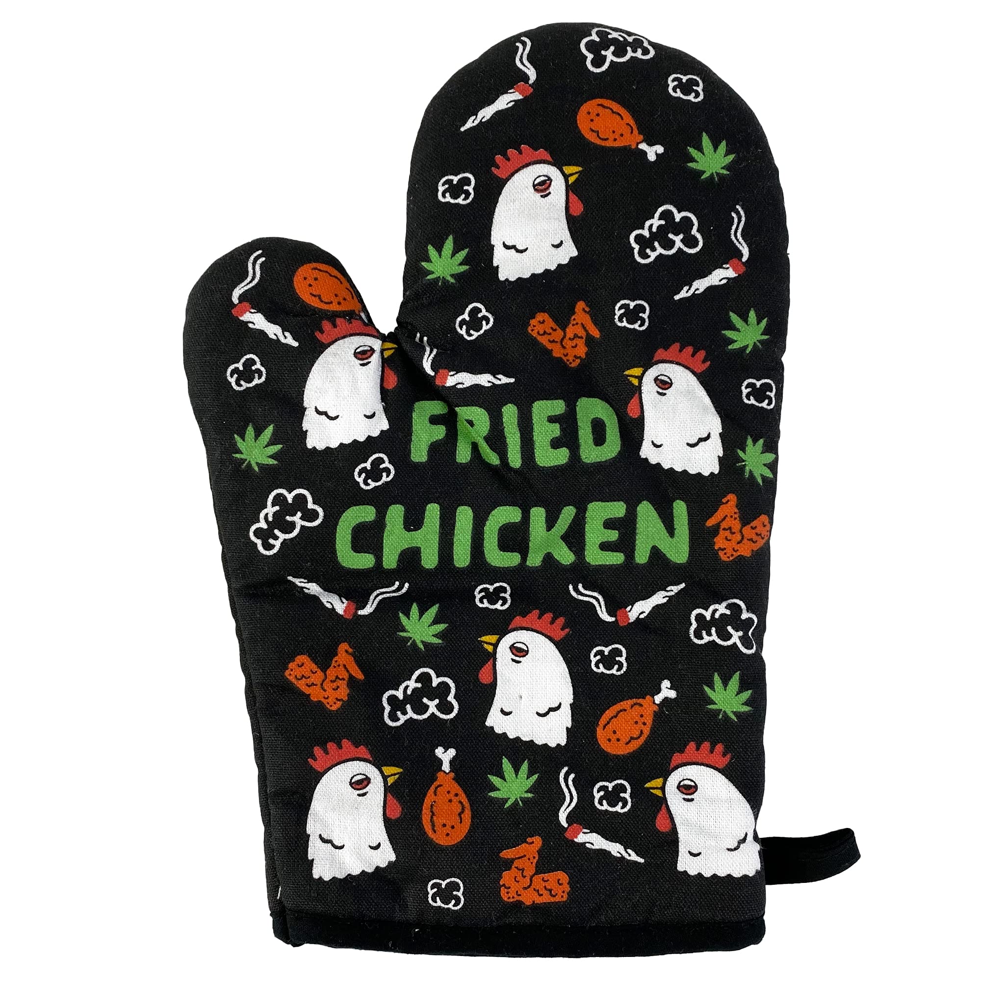 Fried Chicken Oven Mitt Funny 420 Pot Weed Marijuana High Chef Cooking Glove Funny Graphic Kitchenwear 420 Funny Animal Novelty Cookware Black Oven Mitt