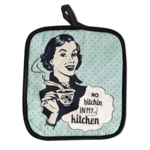 Oven Mitts Co. No Bitchin in My Kitchen - Funny Oven Mitts and Pot Holder 3pcs Set, Insulated, 100% Cotton