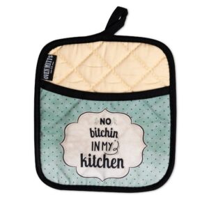 Oven Mitts Co. No Bitchin in My Kitchen - Funny Oven Mitts and Pot Holder 3pcs Set, Insulated, 100% Cotton