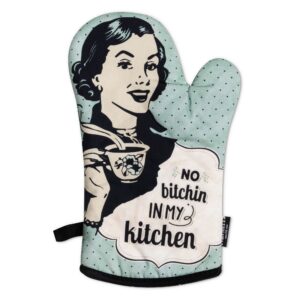Oven Mitts Co. No Bitchin in My Kitchen - Funny Oven Mitts and Pot Holder 3pcs Set, Insulated, 100% Cotton