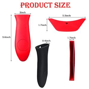 FEROTED 8 Pcs Pot Handle Covers, Silicone, Red+Black, 4xSilicone Hot Handle Holders, 4xSilicone Lid Covers