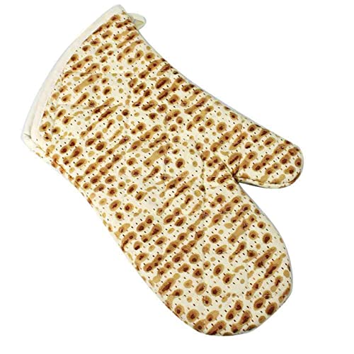 Israel Giftware Happy Passover Gifts for Passover Seder, 3 Piece Matzah Passover Pesach Dinner Hostess Gifts - Passover Decor - Potholder, Oven Mitt and Cooking Apron Set, Beige