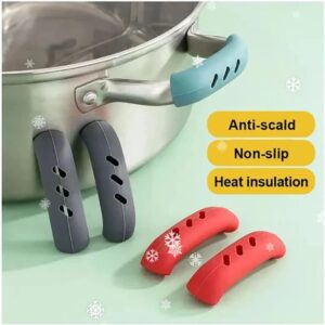 Pack of 6, Silicone Anti-Scald Pot Handle Cover, Anti-Scalding Silicone Pot Handle Insulation Cover, Non Slip Pot Holders Cover Assist Hot Pan Handle, Assist Handle Holder for Any Metal Pan (Green)