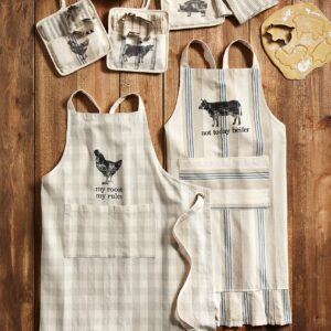 Mud Pie Farm Pot Holder & Towel Set, Cow, 8" x 8"