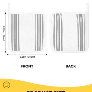 Grey White Stripes 2 PCS Pot Holders for Kitchens Counter, Casual Bohemian Geometric Art Decor Heat Insulated Podholders Oven Hot Pads for Cooking BBQ Baking Heat Proof Mat