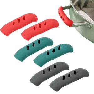 3 pairs silicone anti-scald pot handle cover, silicone assist handle holder heat resistant non-slip grip handle cover, non-slip pot holder sleeve pot lid handle insulation cover (3 pairs)