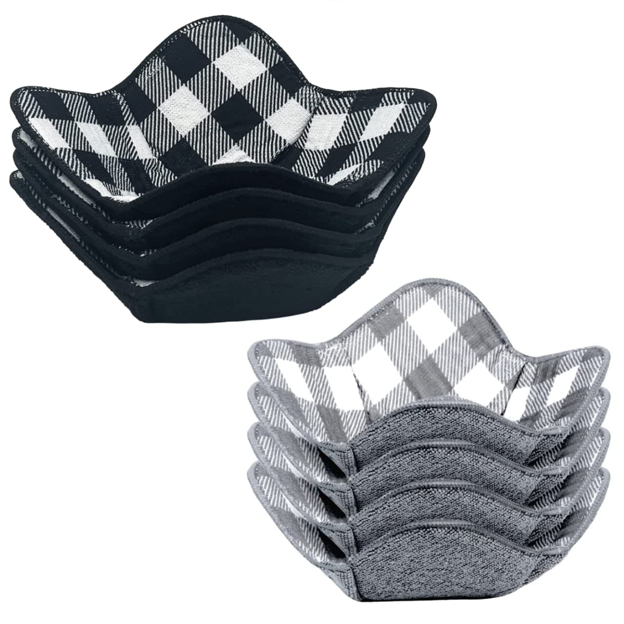 Microwave Bowl Holders Black + Grey Pattern