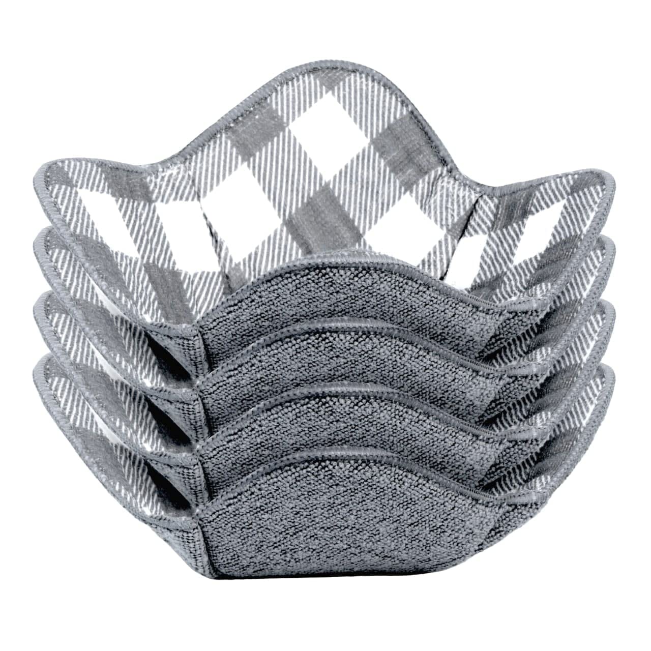 Microwave Bowl Holders Black + Grey Pattern