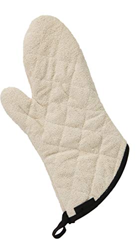 San Jamar 817TM Heavy Duty Terry Cloth Temperature Protection Oven Mitt, 17" Length, Natural