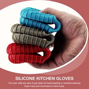 DOITOOL 3pcs Silicone Oven Mitts Heat and Slip Resistant Mini Rubber Oven Cooking Pinch Grips Mitts Small Kitchen Glove Cooking Mittens for Fingertips Baking Tool