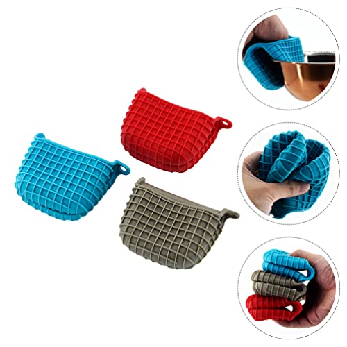 DOITOOL 3pcs Silicone Oven Mitts Heat and Slip Resistant Mini Rubber Oven Cooking Pinch Grips Mitts Small Kitchen Glove Cooking Mittens for Fingertips Baking Tool